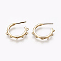 Brass Stud Earring Findings, Half Hoop Earrings, with Loop, Nickel Free, Long-Lasting Plated