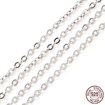 925 Sterling Silver Flat Cable Chains, Soldered