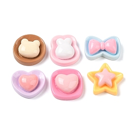 Opaque Resin Decoden Cabochons, Bowknot & Star & Heart, Mixed Shapes