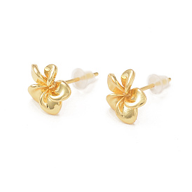 Rack Plating Brass Flower Stud Earrings for Women