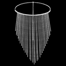 Alloy Headwear Masquerade Masks, Crystal Rhinestone Tassel Face Mask, with Lobster Claw Clasp