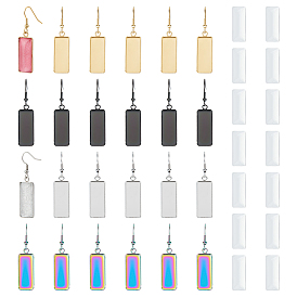 Набор для самостоятельного изготовления прямоугольных сережек-подвесок, в том числе 304 серьги из нержавеющей стали, Кабошоны из стекла