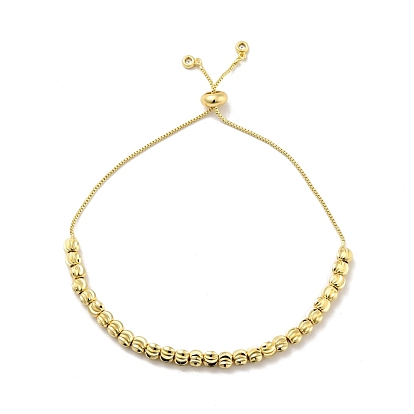 Rack Plating Brass Beaded Slider Bracelet with Clear Cubic Zirconia for Women, Lead Free & Cadmium Free
