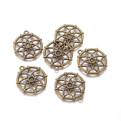 Flower Tibetan Style Alloy Pendant Rhinestone Settings, Cadmium Free & Lead Free