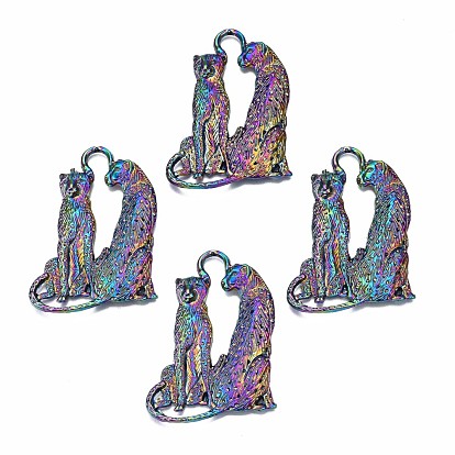 Alloy Big Pendant Rhinestone Settings, Cadmium Free & Nickel Free & Lead Free, Rainbow Color, Leopard