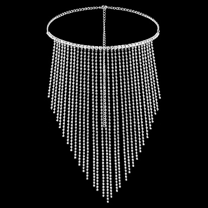 Alloy Headwear Masquerade Masks, Crystal Rhinestone Tassel Face Mask, with Lobster Claw Clasp