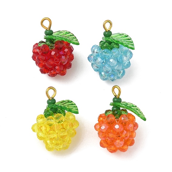 Прозрачные стеклянные подвески, яблоко, с золотой железной петлей, граненые