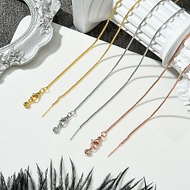 1.5мм стойка покрытие латунь коробка цепь регулируемый слайдер ожерелья для женщин мужчин, без кадмия и без свинца, 901 застежка из нержавеющей стали, долговечный