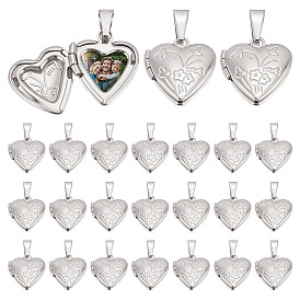 24шт. латунные медальоны-подвески в форме сердца, с 201 защелкой из нержавеющей стали на поручнях