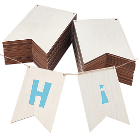 Прямоугольные незаконченные заготовки деревянных подвесок для художественной росписи, пирография, домашнего декора, с джутовым шнуром