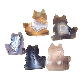 Natural Agate Display Decorations, for Home Decoration, Cat