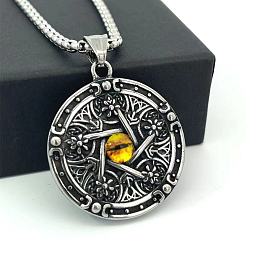 Европейские ожерелья из нержавеющей стали с подвеской в виде желтой звезды от сглаза для мужчин