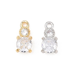 Латунные микропаве прозрачные подвески с фианитом, плоские круглые прелести