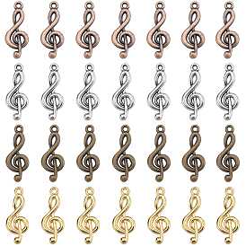 80 шт 4 цвета подвески со скрипичным ключом из сплава в тибетском стиле, без кадмия, без никеля и без свинца, музыкальная нота