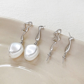2 paires 2 style boucles d'oreilles en laiton, pour la moitié de perles percées, larme et torsion