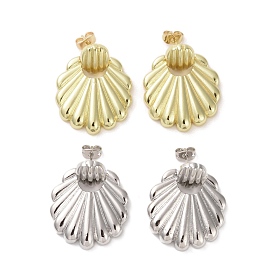 Brass Dangle Stud Earrings, Shell Shape