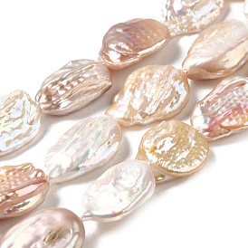 Perles de nacre naturelle brins Keshi, perle de culture d'eau douce, perles baroques, ovale