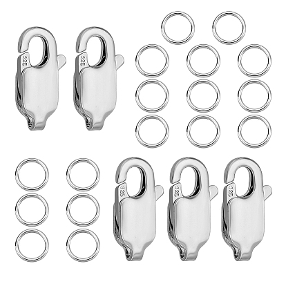 5 шт. 925 застежки-когти из стерлингового серебра, 20 шт. 925 открытое кольцо из стерлингового серебра