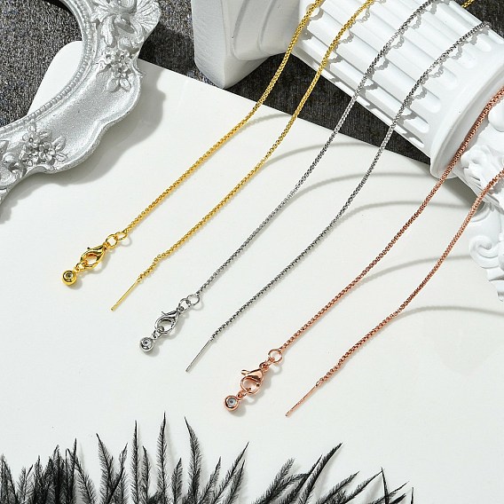 1.5мм стойка покрытие латунь коробка цепь регулируемый слайдер ожерелья для женщин мужчин, без кадмия и без свинца, 901 застежка из нержавеющей стали, долговечный