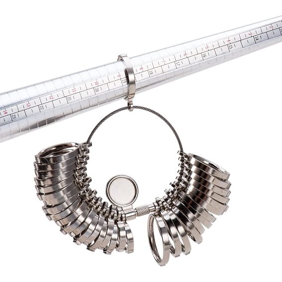 Schmuck Messwerkzeugsätze, mit hohlen Aluminium Ringgröße Sticks Ringdorn und Legierung amerikanischen Kalibrierring Sizer professionelles Modell