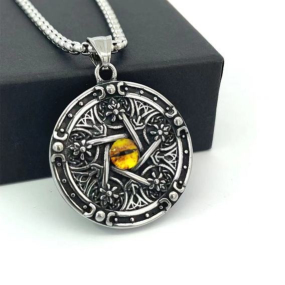 Европейские ожерелья из нержавеющей стали с подвеской в виде желтой звезды от сглаза для мужчин