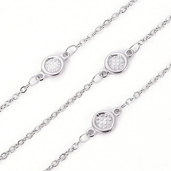 304 Stainless Steel Link Chains, Soldered, with Spool, Flat Round