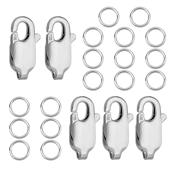 5 шт. 925 застежки-когти из стерлингового серебра, 20 шт. 925 открытое кольцо из стерлингового серебра