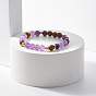 Natural Wenge Wood & Gemstone Beaded Stretch Bracelet, Yoga Jewelry for Women