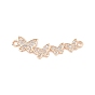 Brass Micro Pave Clear Cubic Zirconia Connector Charms, Butterfly Links