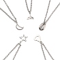 304 Stainless Steel Pendant Anklets, with Rolo Chains, Mixed Shapes