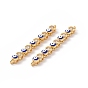 Flat Round with Evil Eye Pattern Brass Micro Pave Clear Cubic Zirconia Enamel Connector Charms, Real 18K Gold Plated, Cadmium Free & Nickel Free & Lead Free