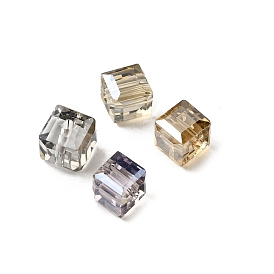 Гальваническим стеклянные бусины, кубические, граненые