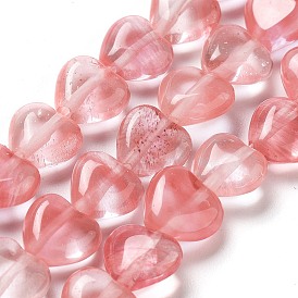 Cherry Quartz Glass Beads Strands, Heart