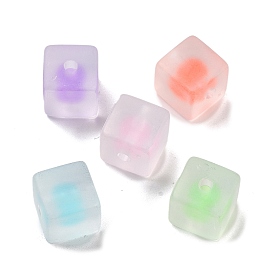 Abalorios de acrílico transparentes, talón en perlas, esmerilado, cubo