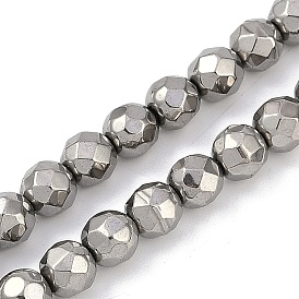 Electroplated Synthetic Non-magnetic Hematite Beads Strands, Faceted, Round