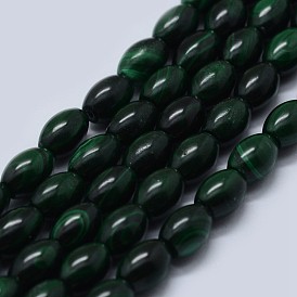 Perlas de malaquita naturales hebras, oval