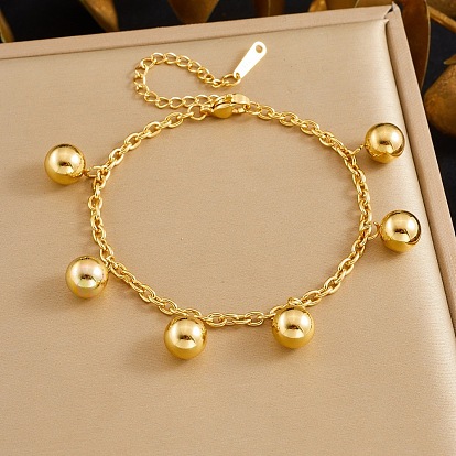 304 браслеты с круглыми бусинами из нержавеющей стали, браслеты-цепочки для женщин