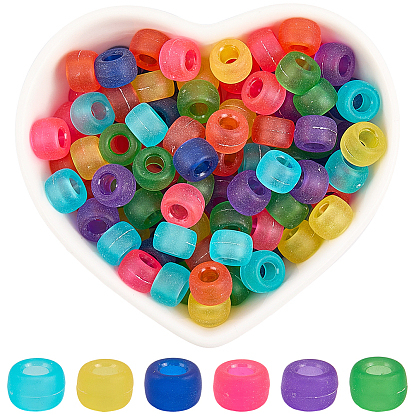 800шт. прозрачные пластиковые бусины, матовые, баррель