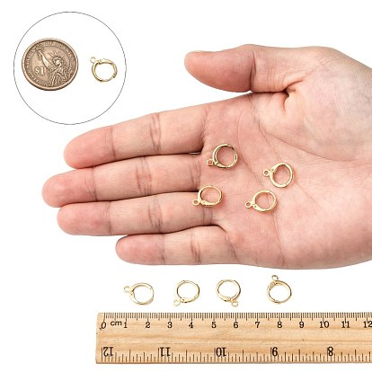Brass Leverback Earring Findings, with Horizontal Loops, Long-Lasting Plated, Lead Free & Nickel Free