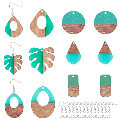 DIY серьги решений, с подвесками из смолы и дерева, железные кольца и серьги, разнообразные