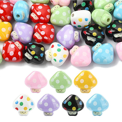 40 шт 8 цвета непрозрачные акриловые бусины, гриб