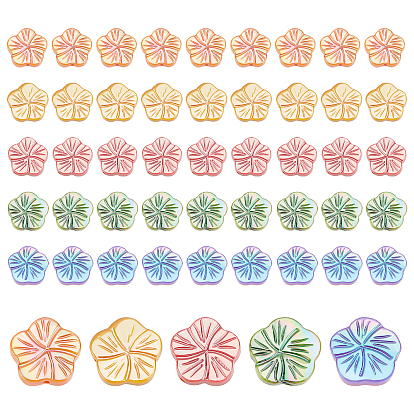 50 pcs 5 couleurs brins de perles de coquillages d'eau douce naturels, de couleur plaquée ab , teint, fleur