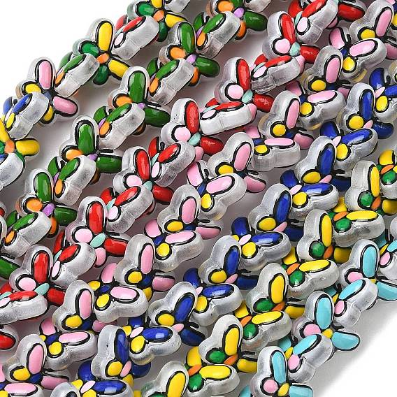 Прозрачные стеклянные эмалевые бусины, бусины ручной работы, бабочка, окрашенная и подогревом