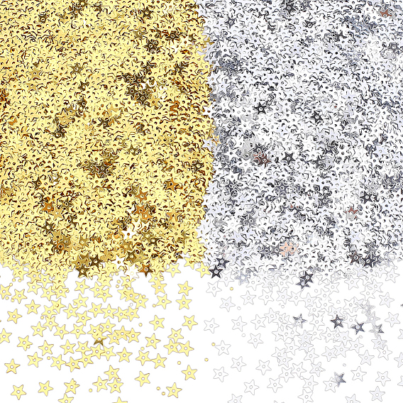 100g 2 colores accesorios de adorno, colgantes de lentejuelas / paillette de plástico pvc, estrella