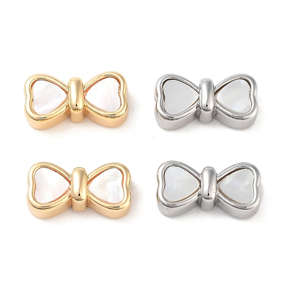 Бусины из латуни и ракушек, без кадмия, без никеля и без свинца, бантом