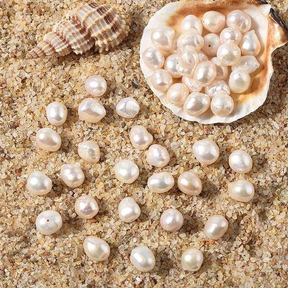 10шт. натуральные пресноводные жемчужные бусины, двух сторон полированной