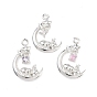 Латунные микро проложить кубического циркония подвески, 925 серебро покрытием, Луна с подвесками в виде кролика и звезды.