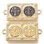 Латунные соединители звеньев микропаве, прозрачные кубические циркония, долговечный, религия, прямоугольник с крестом и богиней