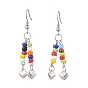 Болтающие серьги из стекла, с 316 крючками для сережек из хирургической нержавеющей стали, подвески в форме сердца из сплава в тибетском стиле, красочный
