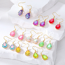 Colorful Crystal Drop Earrings - Stylish Ear Accessories for Women